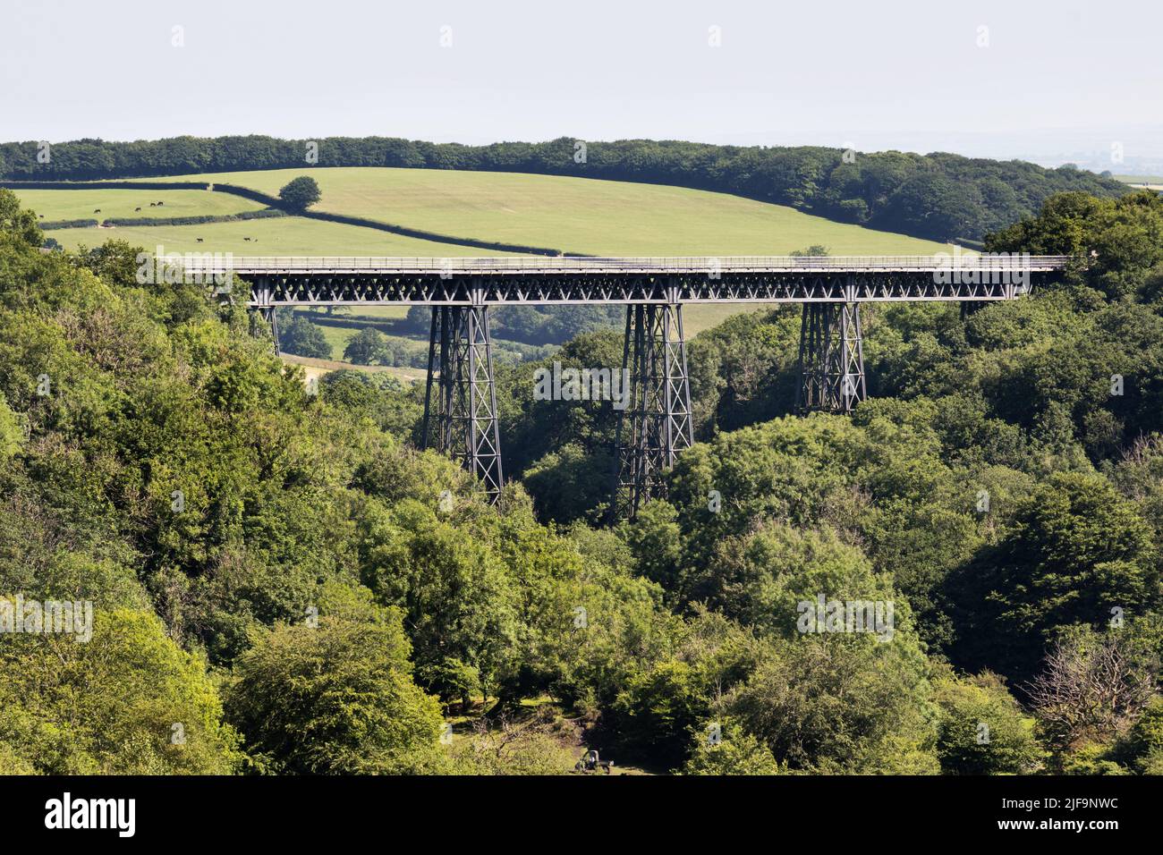Viaducto de Meldon cerca de Okehampton, una antigua estructura ferroviaria que ahora forma parte de la ruta ciclista Granite Way alrededor de Dartmoor, Devon. Foto de stock