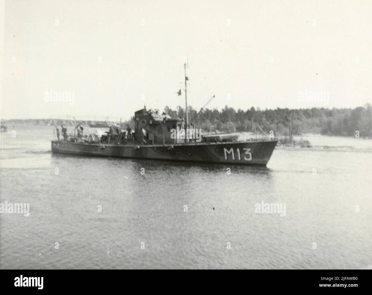 FHS en el Ejercicio de Campo de la Marina 1956. Örlögsfartships M13. Foto de stock
