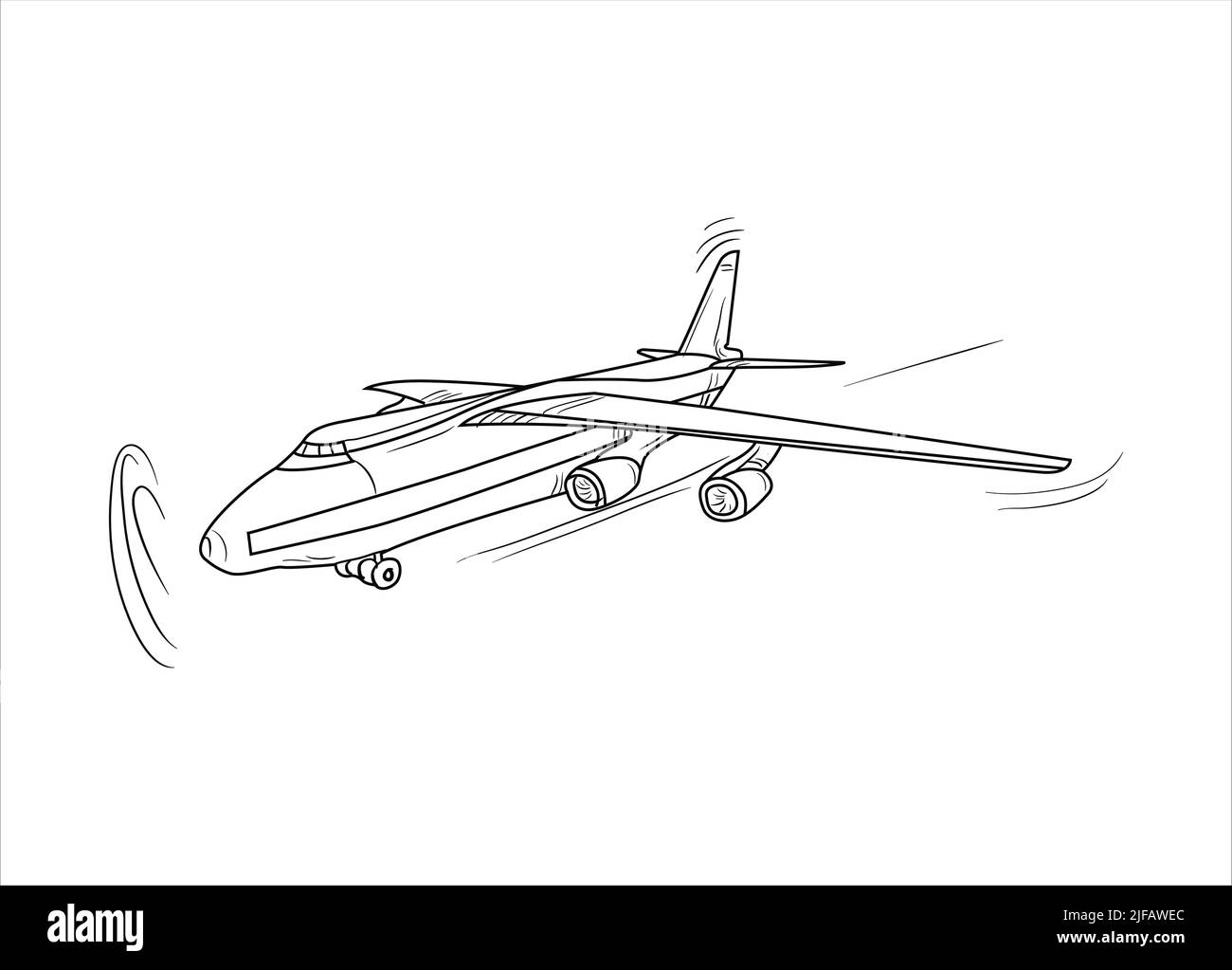 Dibujo de avión ilustración de vector de dibujo de líneas para libro de  colorear. Dibujo de dibujos animados en aeroplano para colorear libros para  niños y niños. Dibujo artístico de croquis Imagen