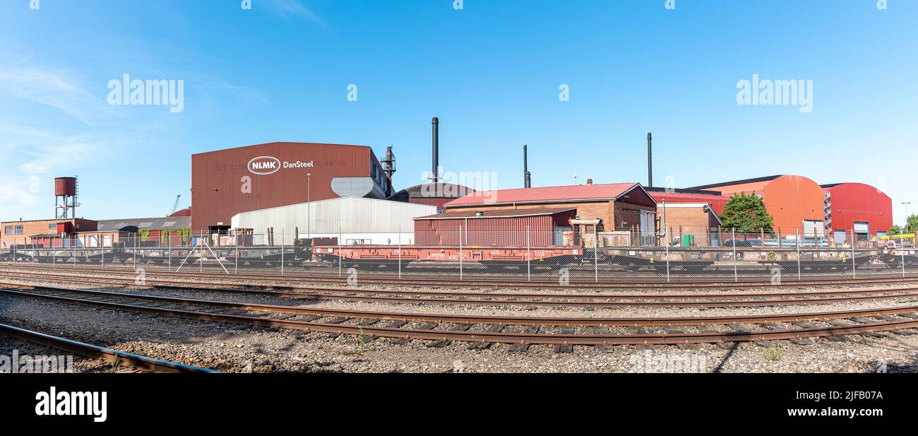 Vista panorámica de la acería rusa DanSteel, Frederiksværk, Dinamarca, 30 de junio de 2022 Foto de stock