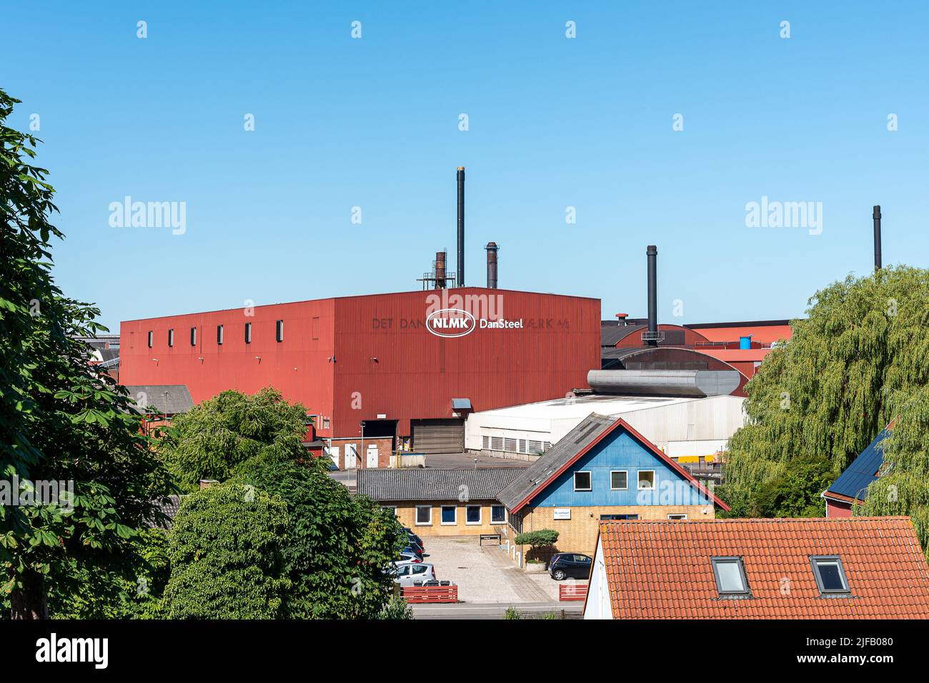 Skywiev de la acería DanSteel, obra del oligarca ruso Vladimir Lisin, Frederiksværk, Dinamarca, 30 de junio de 2022 Foto de stock