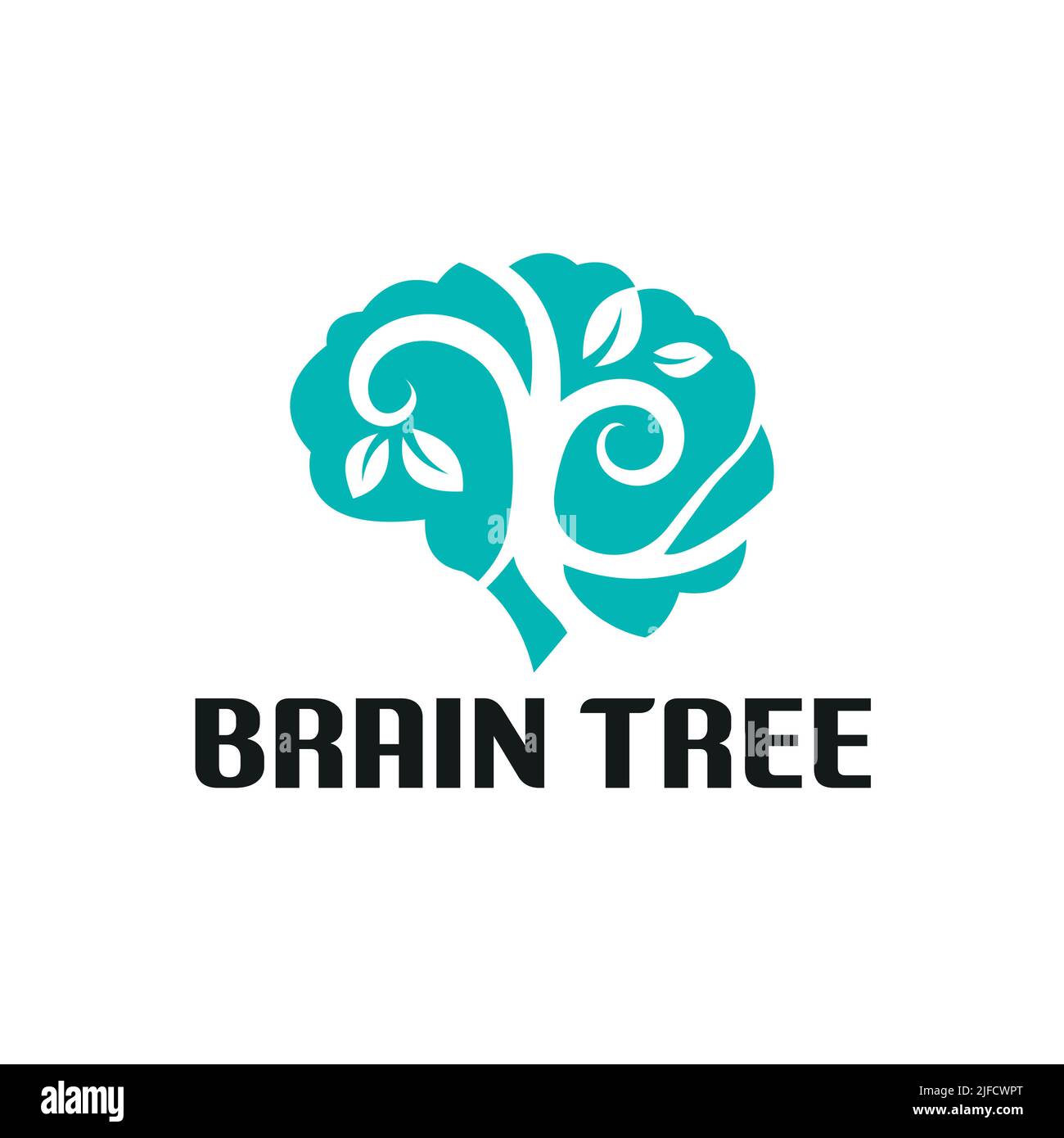 Logotipo del cerebro que forma la silueta del árbol, la mente humana, el crecimiento, la innovación, el pensamiento Ilustración del Vector