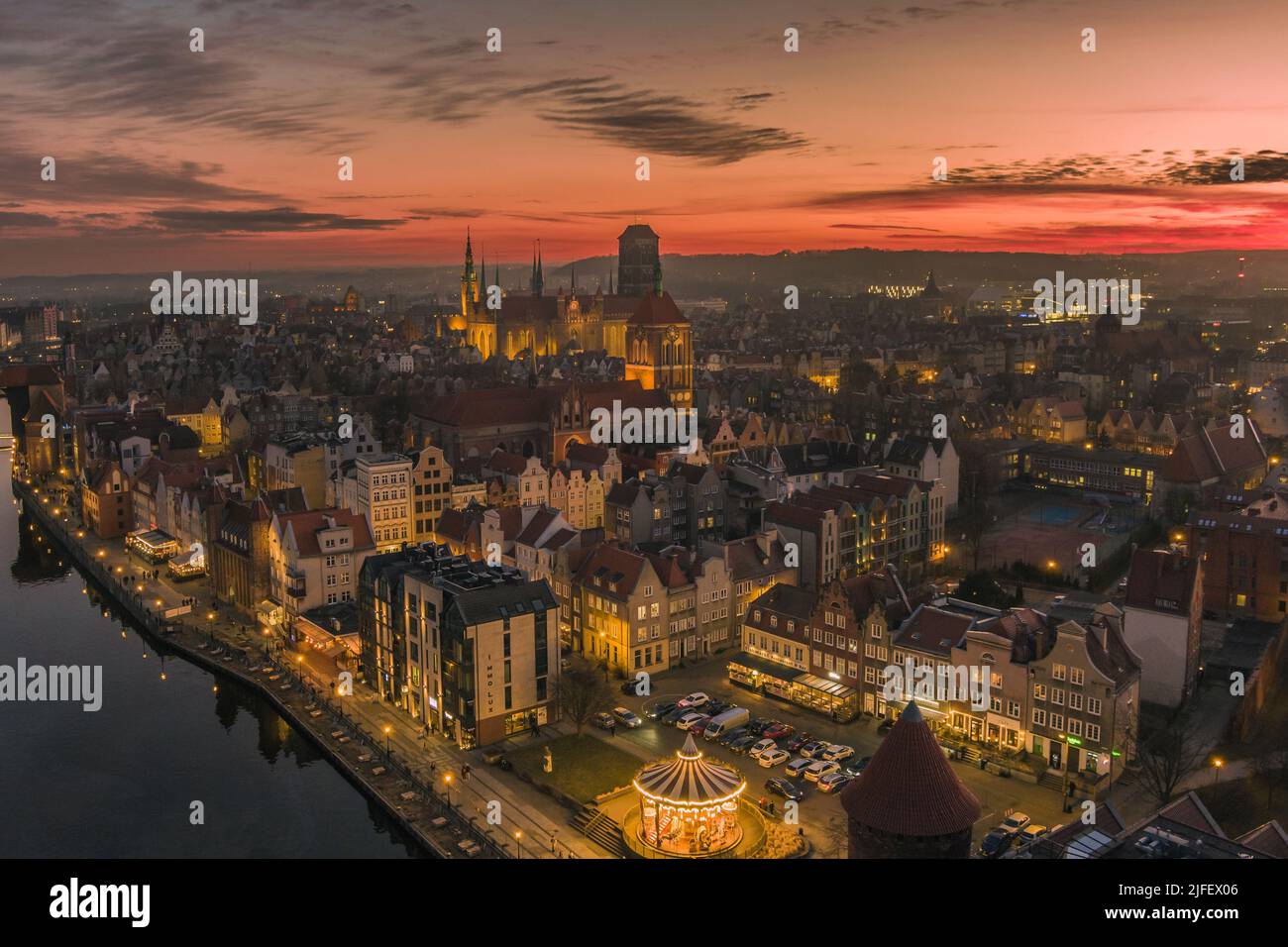 ciudad de gdansk por la noche Foto de stock