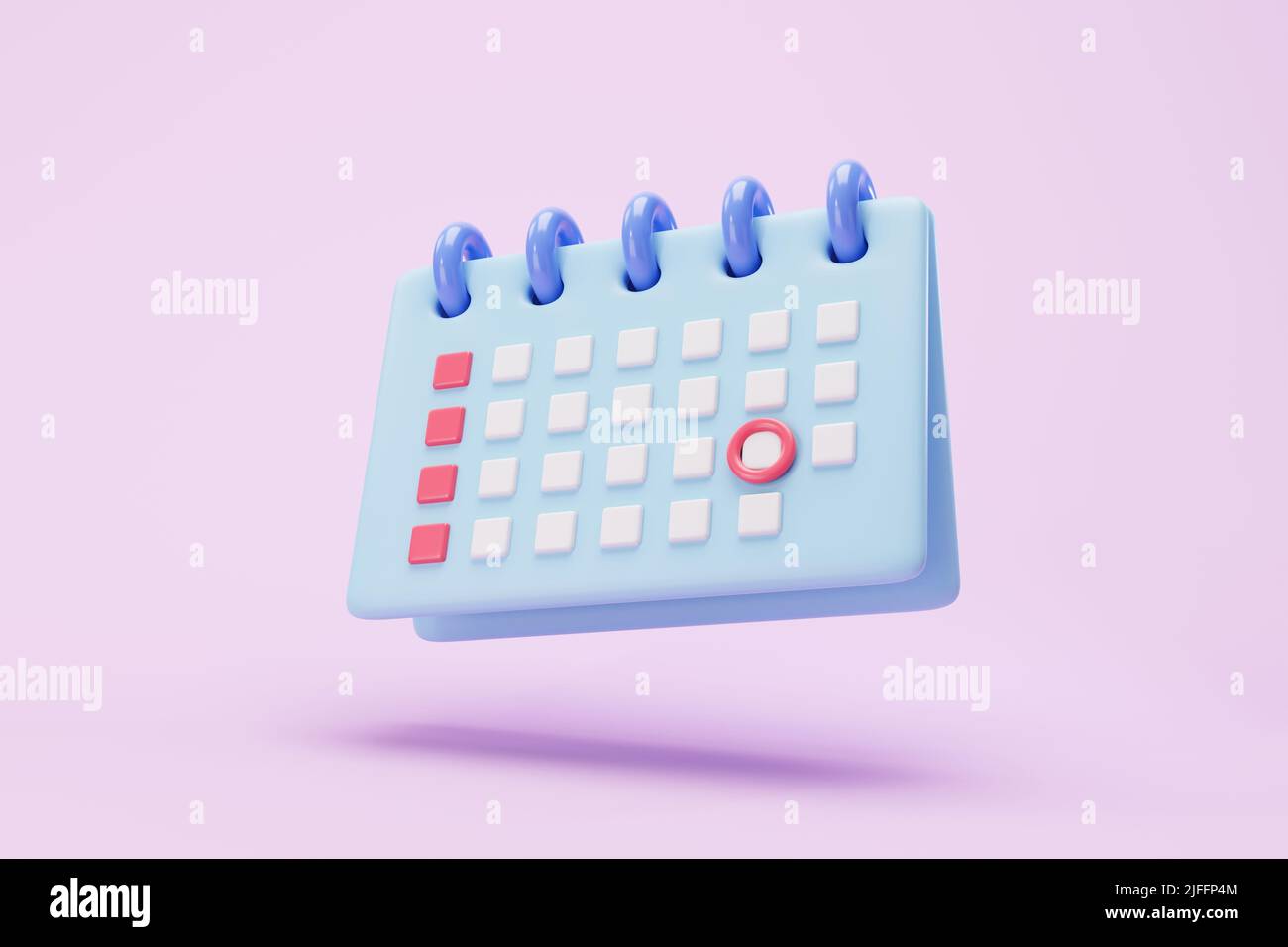 icono de calendario sobre fondo rosa.3d ilustración Foto de stock