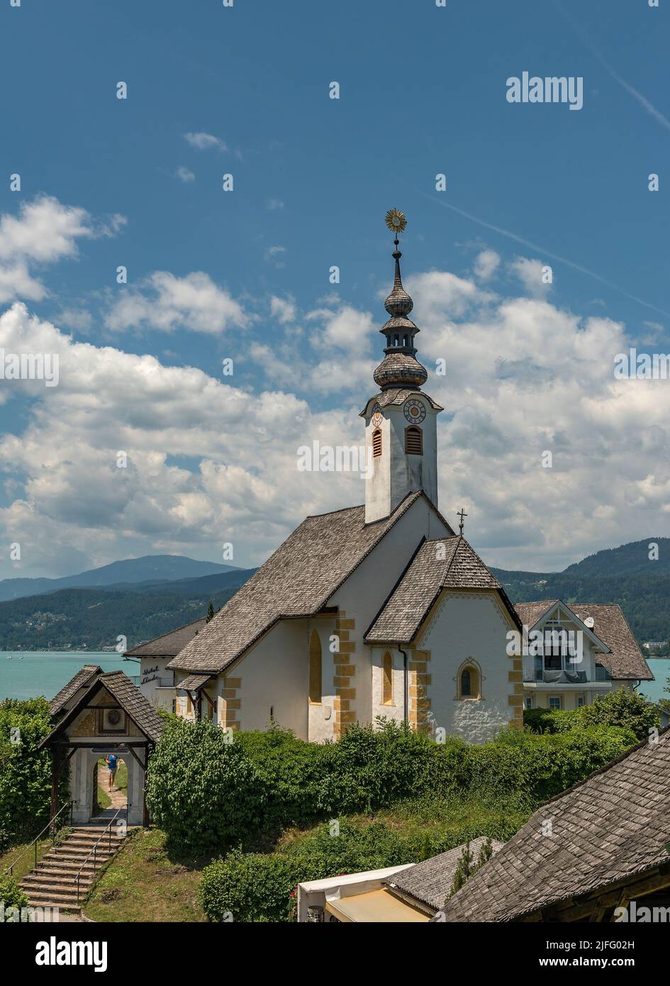 Rosario histórico o Iglesia de Invierno en Maria Worth, Carintia, Austria Foto de stock