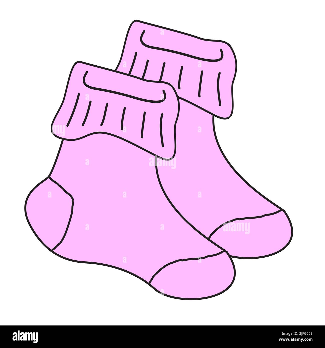Un par de calcetines de dibujos animados de color rosa aislados sobre un  fondo blanco Fotografía de stock - Alamy