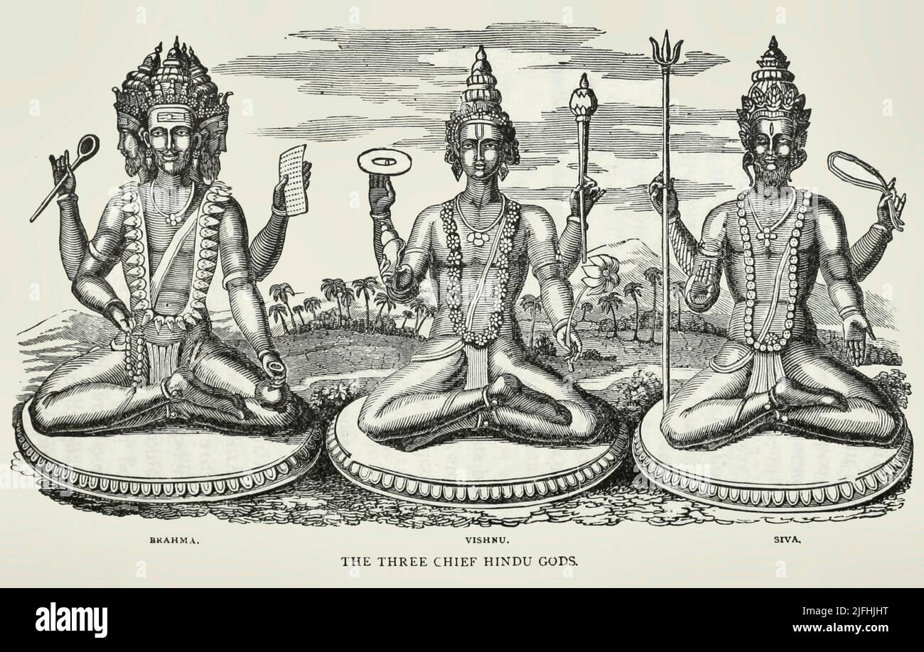 Los Tres Dioses Hindúes Principales - Brahma, Vishnu, Siva Foto de stock