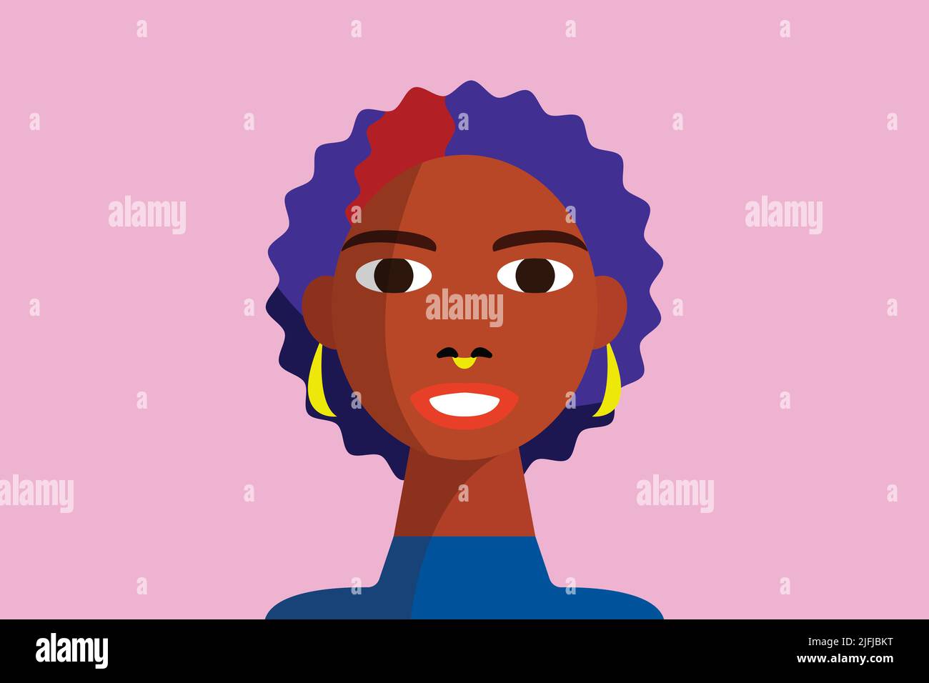 Mujer negra con un colorido icono del cabello Ilustración del Vector