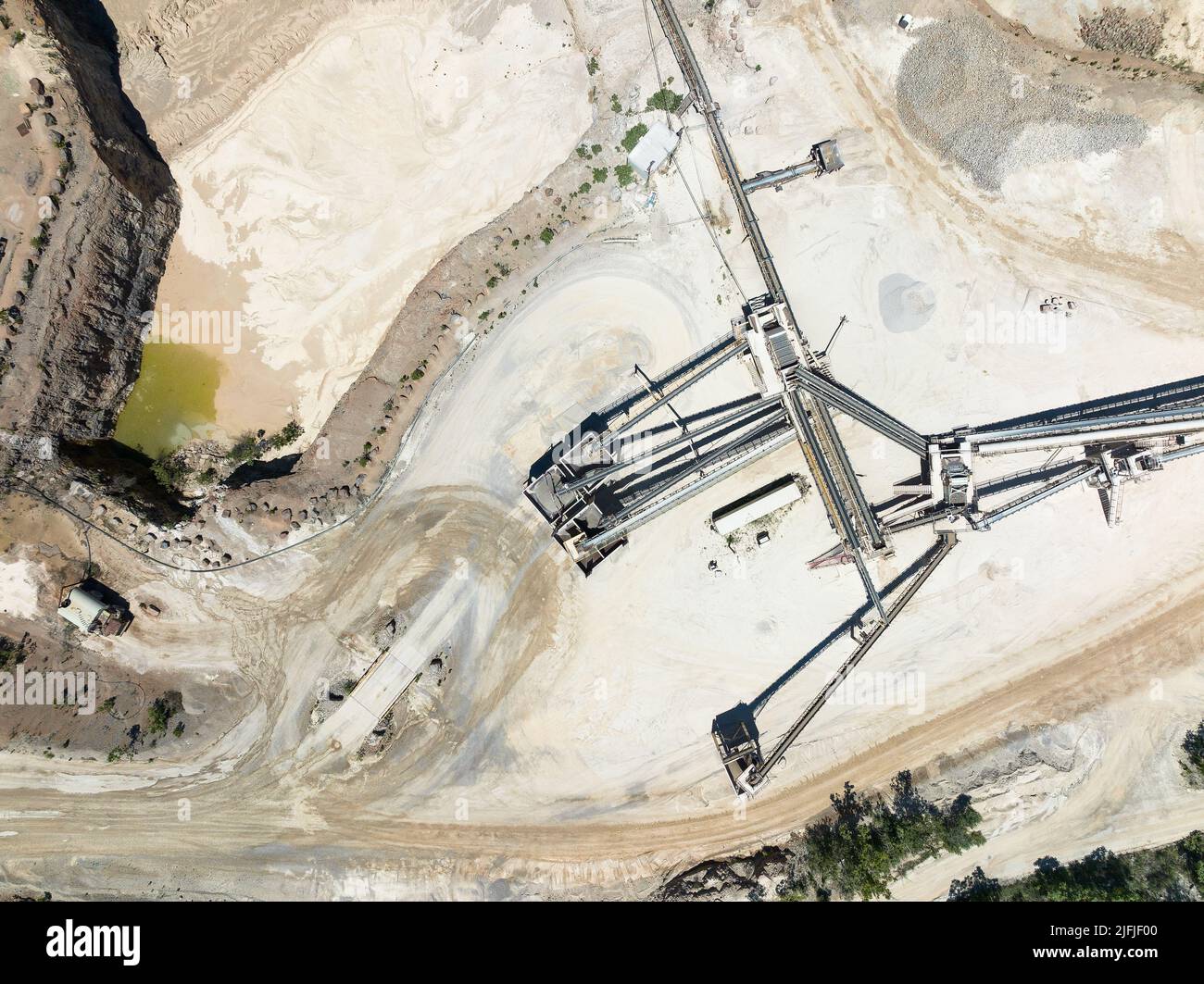 Vista aérea de las minas en las colinas del parque Foto de stock
