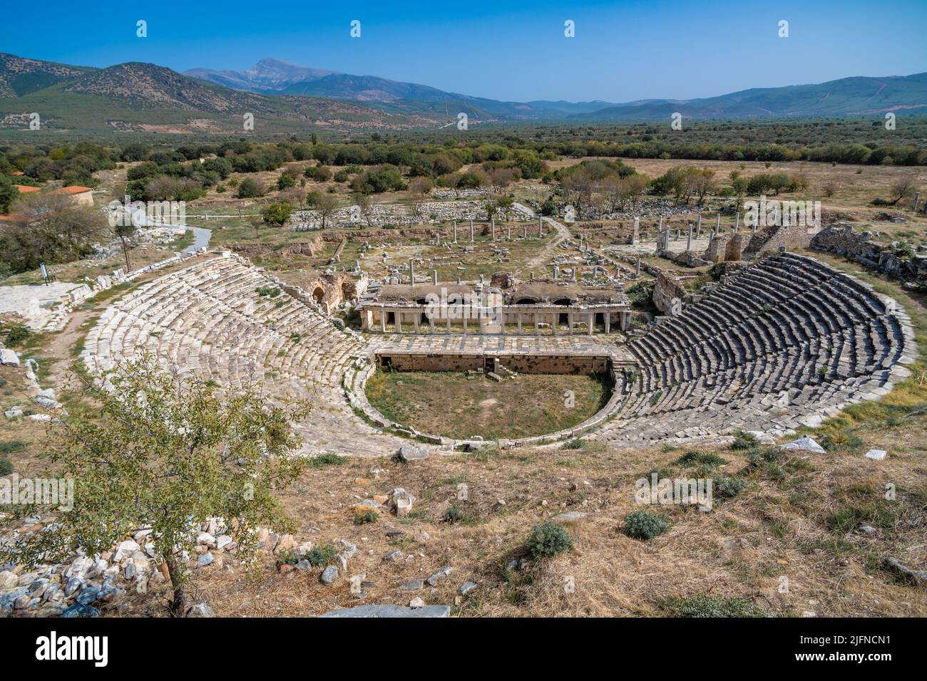 Teatro en la antigua ciudad de Afrodisias, Aydin, Turquía. Foto de stock