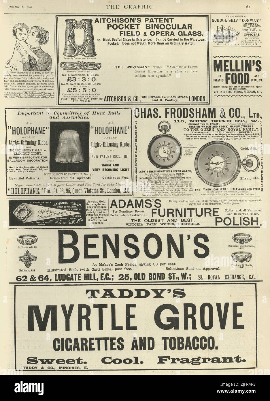 Anuncios en periódicos victorianos, 1890s Foto de stock