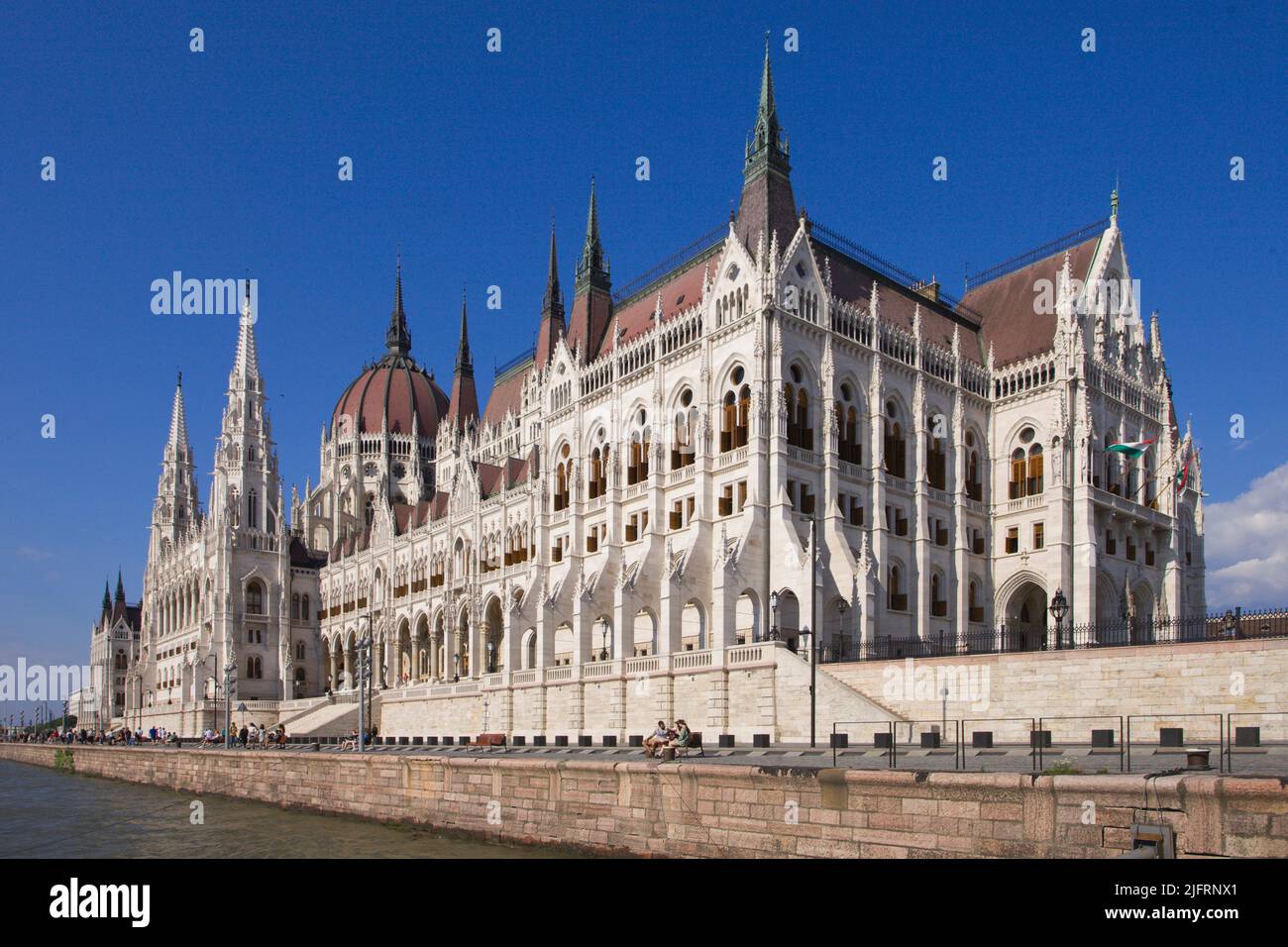 Hungría, Budapest, Parlamento, Országház, gobierno, Río Danubio, Foto de stock