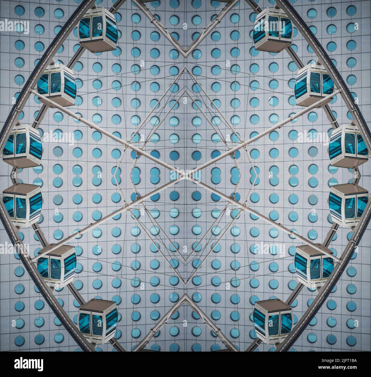 Simetría arquitectónica abstracta de Bog Wheel, Hong Kong, China. Foto de stock