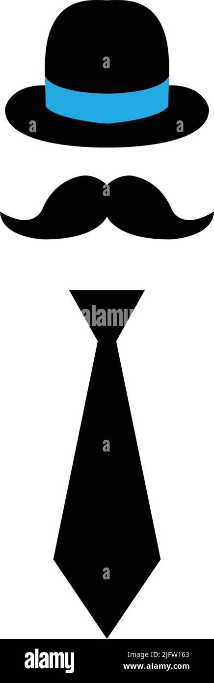 Vector vertical de sombrero, bigote y corbata para el Día del Padre Imagen  Vector de stock - Alamy