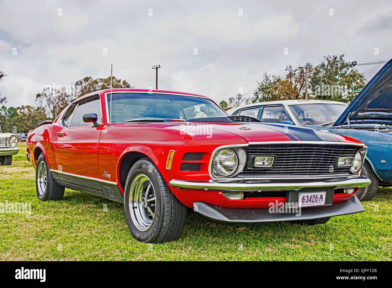 A Red 1970 Ford Mustang Mach 1 .en Manilla Showground Australia. Foto de stock