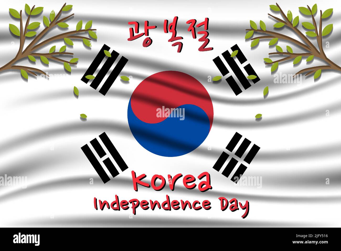 Ilustración del día de la independencia de Corea sobre un fondo