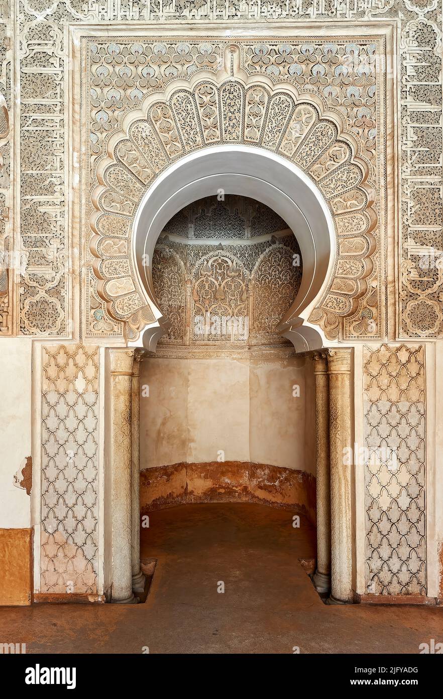 Marruecos Marrakech. Madrasa Ben Youssef Foto de stock