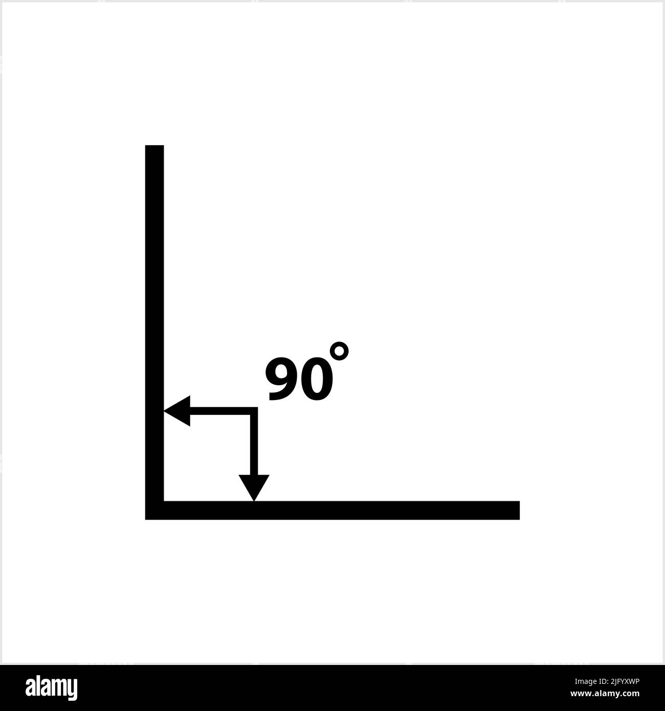 concepto de vector de ángulo recto de 90 grados icono o símbolo de