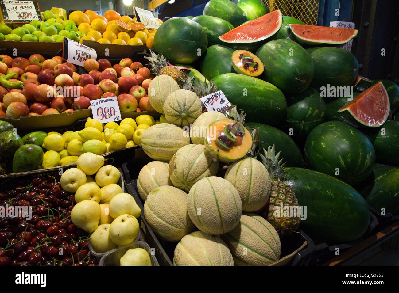 Hungría, Budapest, Mercado Central, comida, comercio, Foto de stock