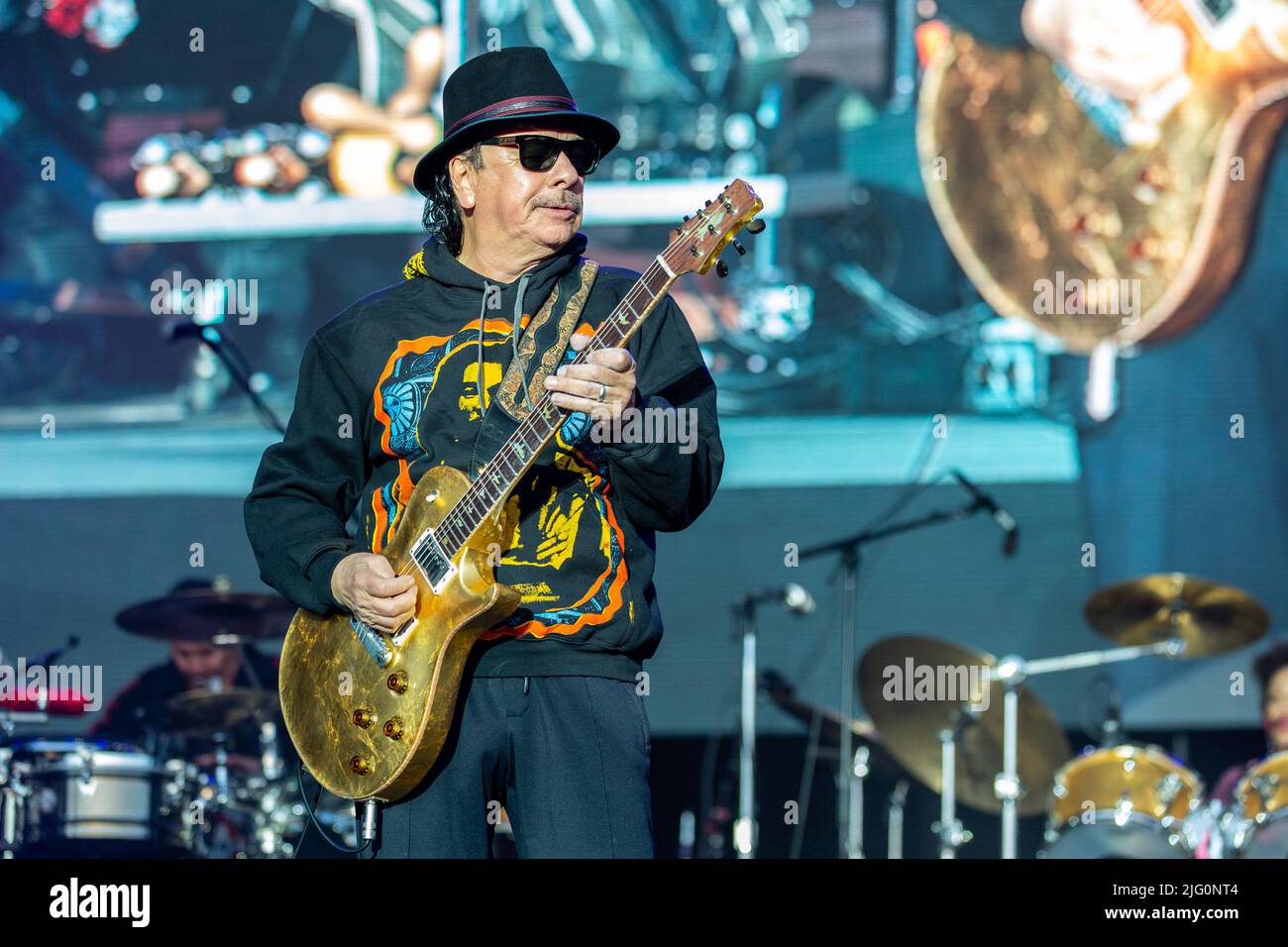 Carlos Santana durante el Festival de Música BottleRock el 26 2019 de mayo, en Napa, California (Foto de Daniel DeSlover/Sipa USA) Foto de stock