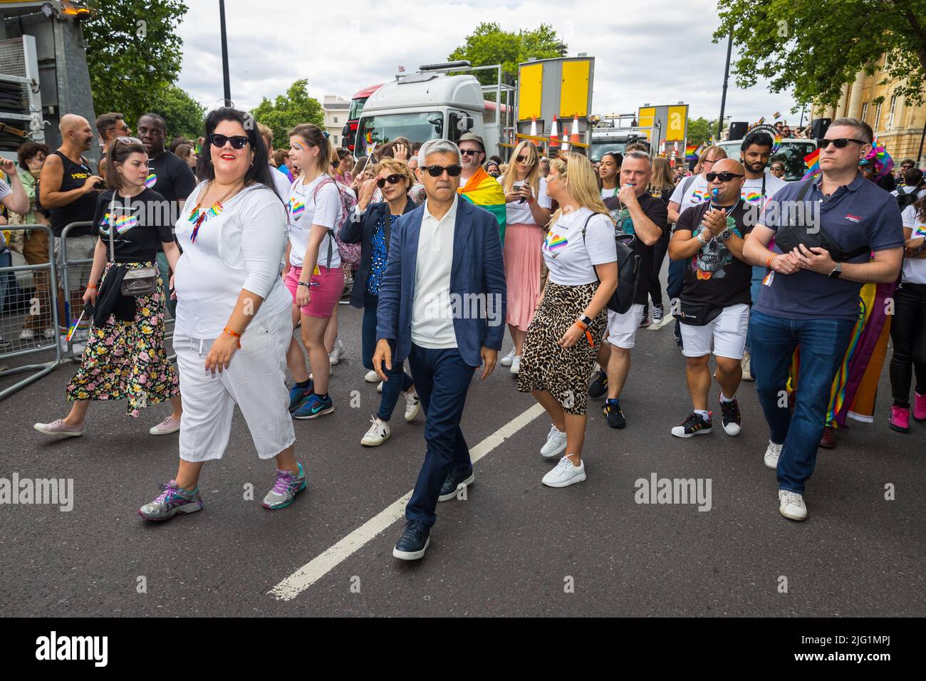Amy Lamé y Sadiq Khan participan en Pride en Londres Foto de stock