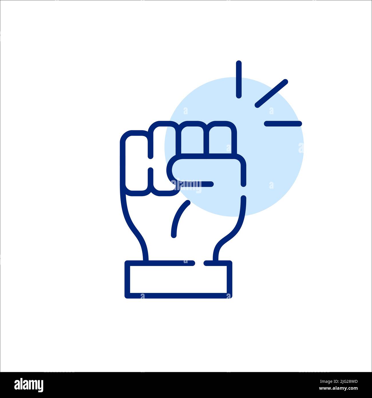 Gesto con el puño hacia arriba. Preparados para luchar y protestar para proteger los derechos. Icono de gráfico de línea de trazo editable y Pixel Perfect Ilustración del Vector