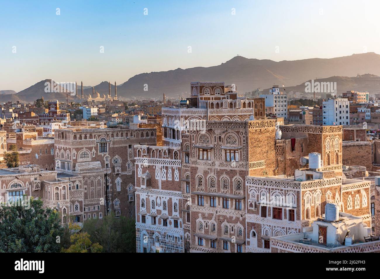 Panorama de Sanaa, capital de Yemen Foto de stock