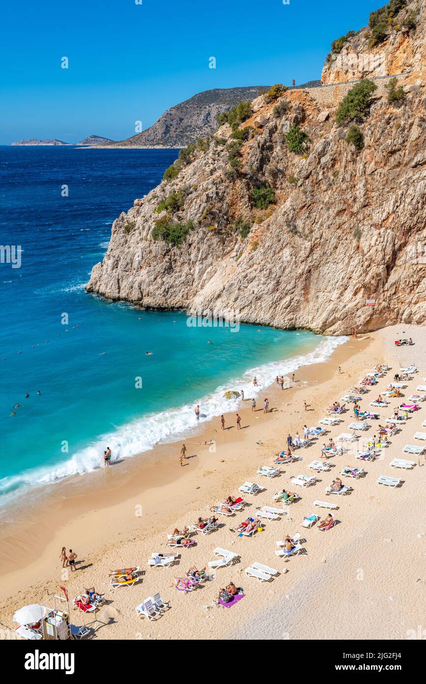 Playa de Kaputas, una de las mejores playas de Turquía, mar Mediterráneo. Foto de stock