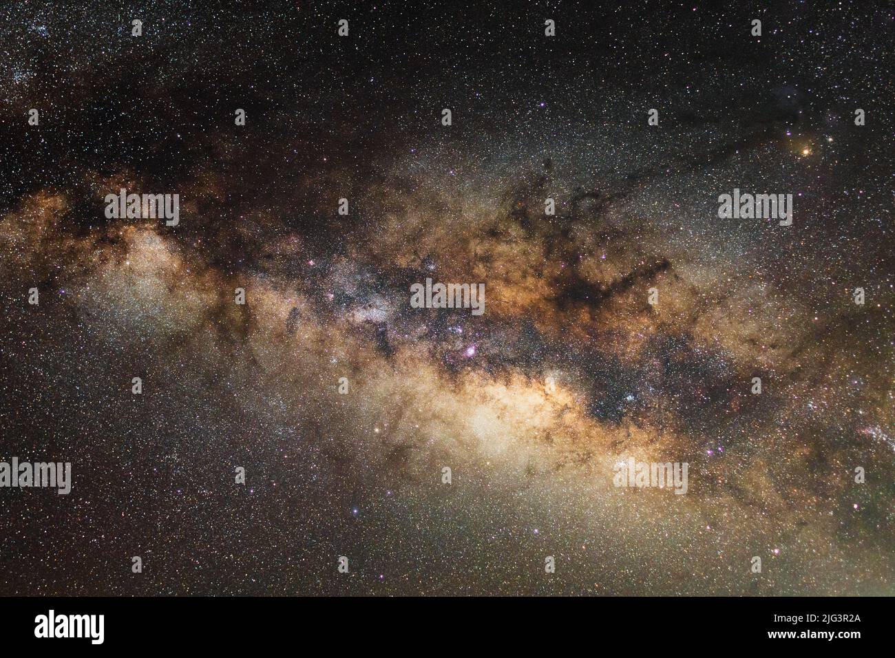 Larga exposición del núcleo de la galaxia de la vía lechosa Foto de stock