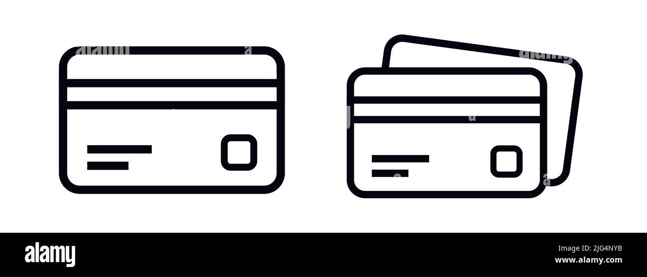 Símbolo de tarjeta de crédito o icono de vector de tarjeta de débito Ilustración del Vector