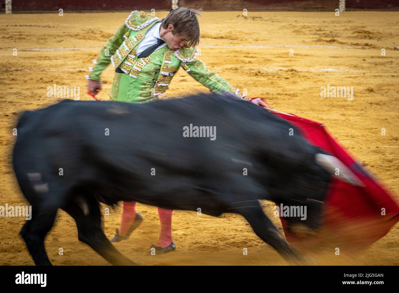 Corrida de toros en Sanlúcar la Mayor, España Foto de stock