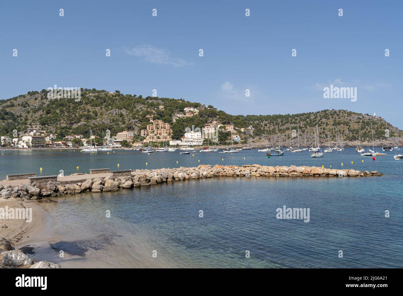 Puerto Sóller en la isla de Mallorca Foto de stock