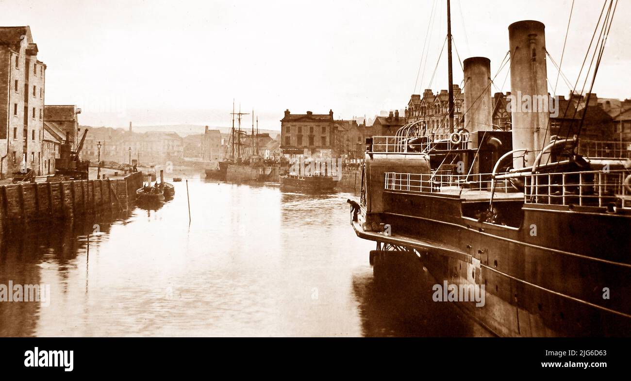 Puerto Viejo, Douglas, isla de Man, época victoriana Foto de stock