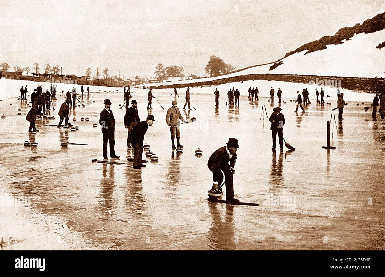 Curling, Waverley Club, Edimburgo, Escocia, periodo victoriano Foto de stock
