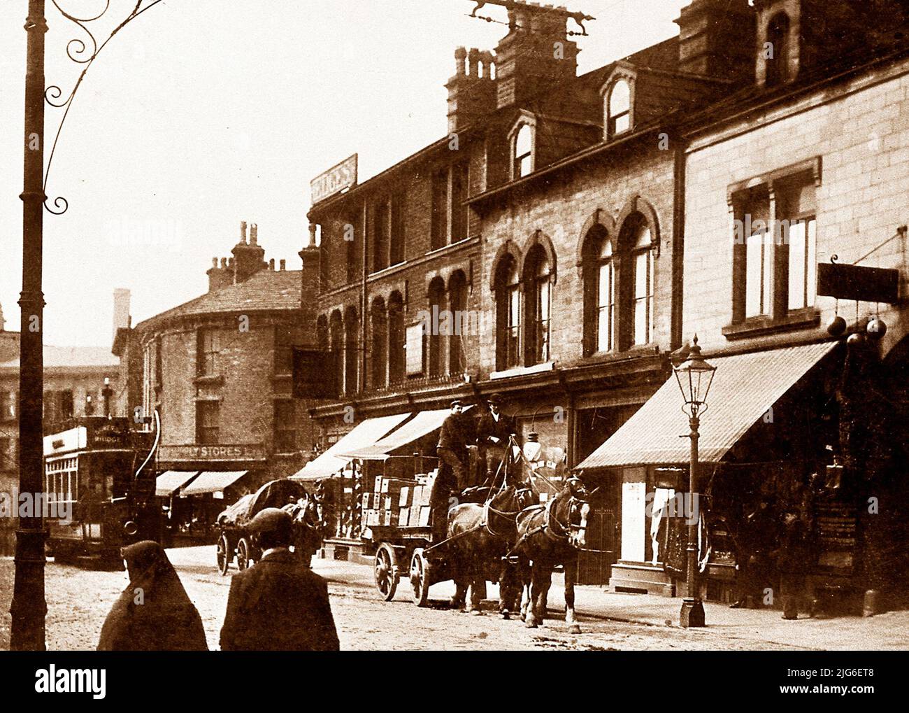 Wharfe Street, puente Sowerby, principios de 1900s Foto de stock