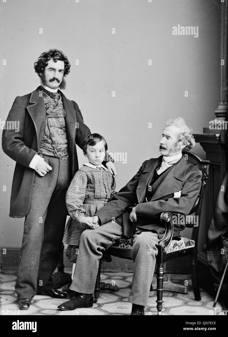 Grupo Wallack, entre 1855 y 1865. [Familia actor-manager: Lester Wallack, su hijo Charles E. Wallack, y su padre James W. Wallack]. Foto de stock