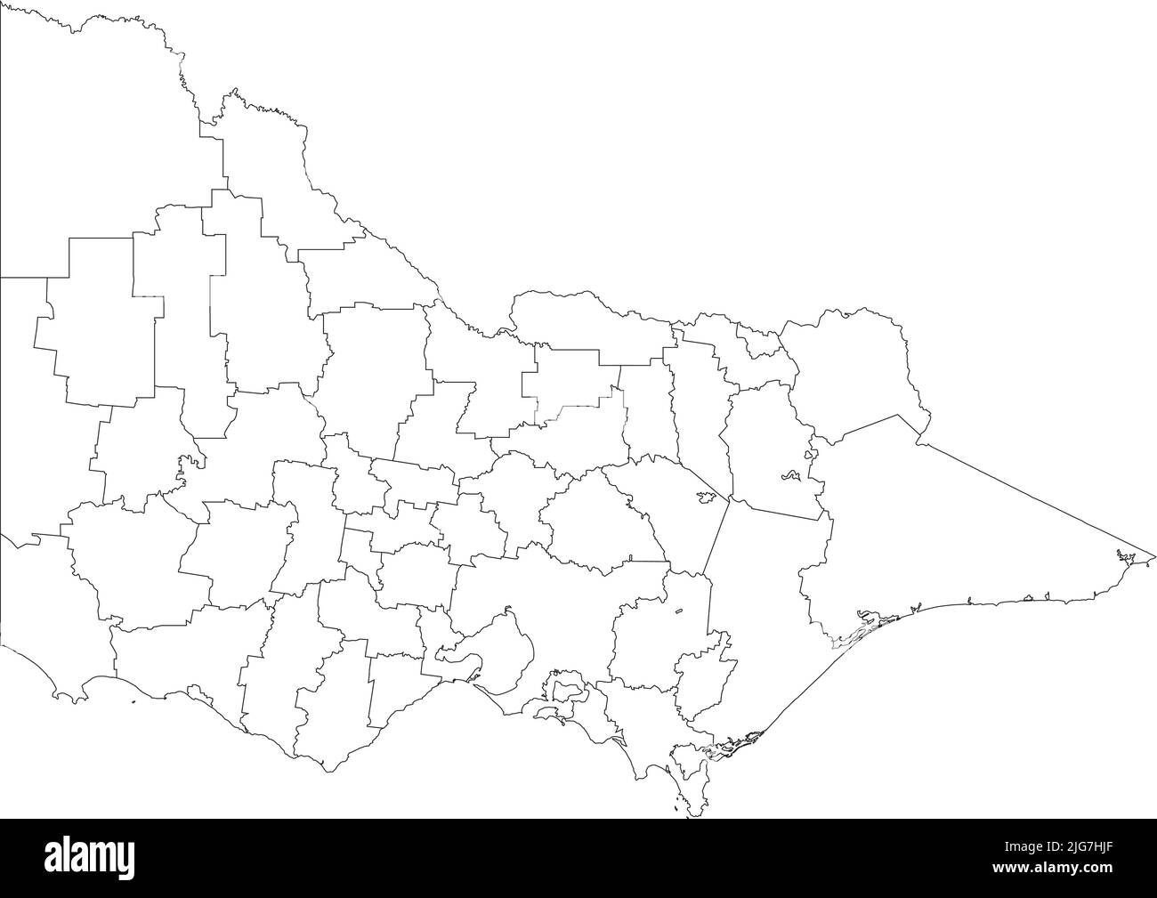 Mapa blanco de las áreas gubernamentales locales de VICTORIA, AUSTRALIA Ilustración del Vector