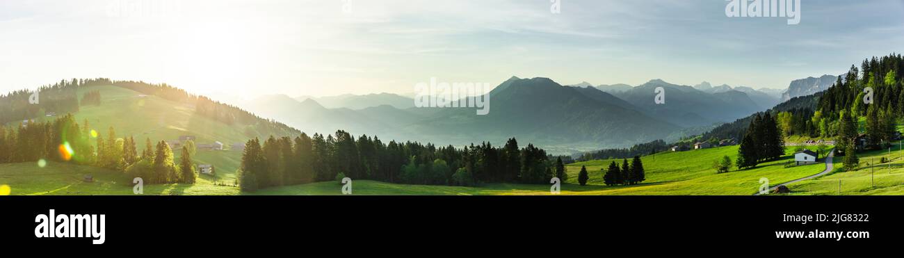 Panorama del Bosque de Bregenz desde Bödele Foto de stock