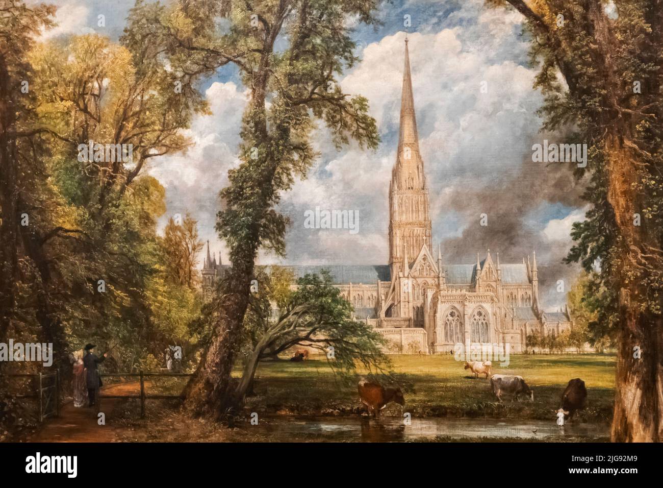 Inglaterra, Londres, Knightsbridge, Victoria and Albert Museum, Pintura de la Catedral de Salisbury por John Constable de 1823 Foto de stock