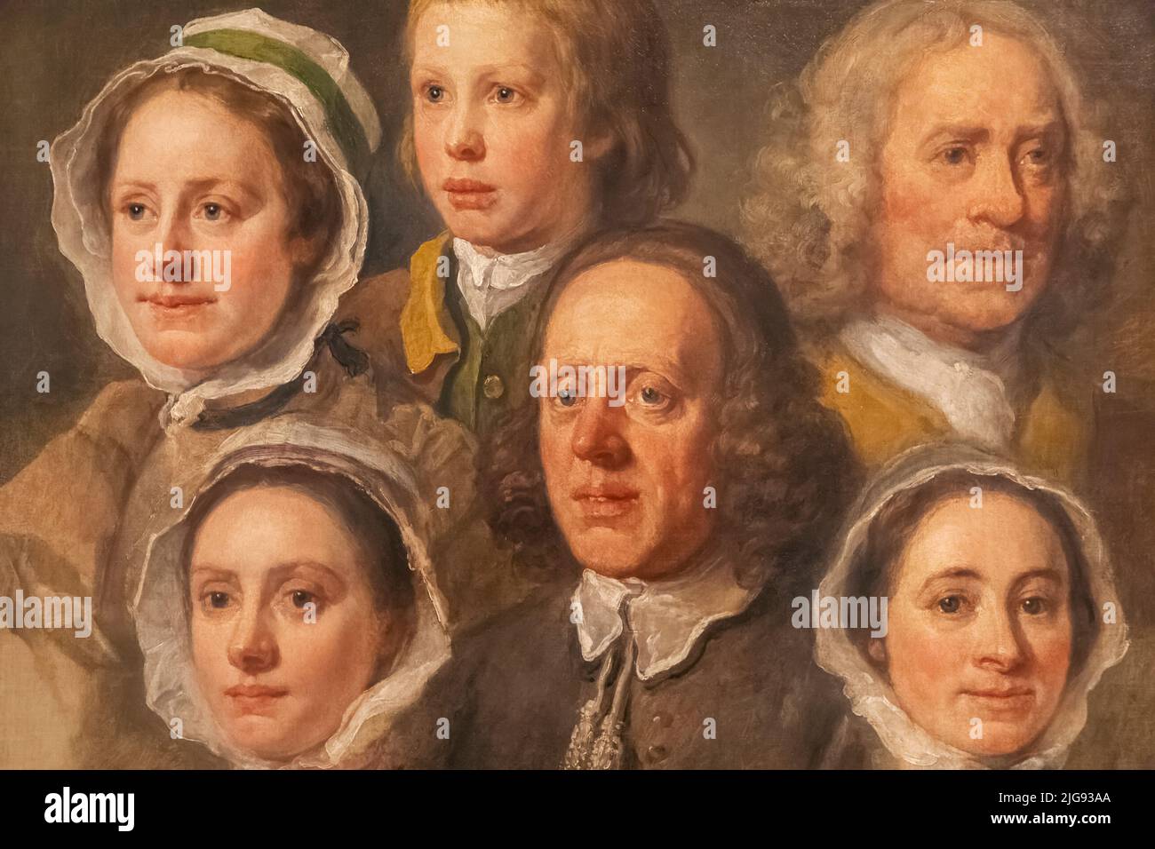 Pintura titulada 'Jefes de Seis de los Siervos de Hogarth' de William Hogarth fechada en 1750-5 Foto de stock