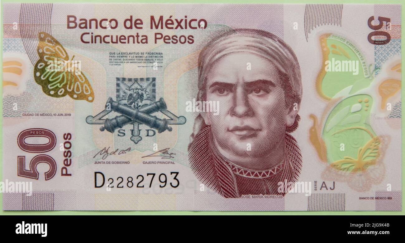 Pagaré bancario mexicano en 50 pesos Foto de stock