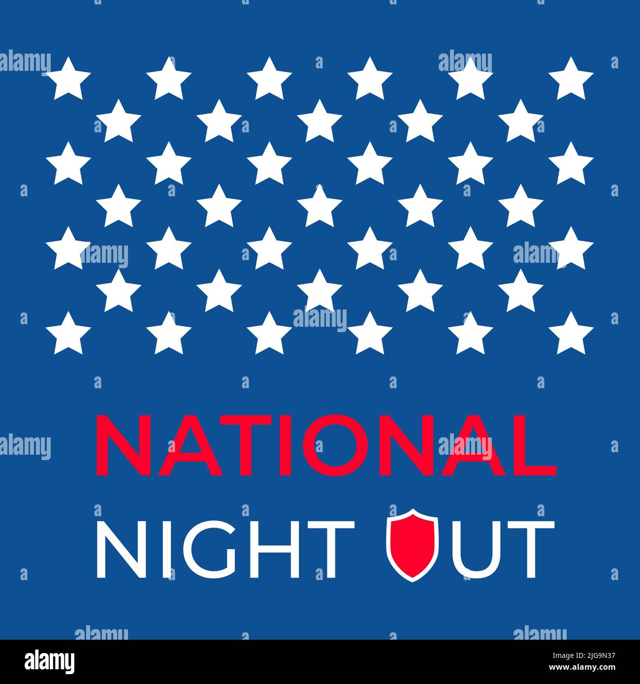 Póster de tipografía de National Night Out. Evento anual en EE.UU. El mes de agosto. Plantilla vectorial para pancarta, folleto, etc. Ilustración del Vector