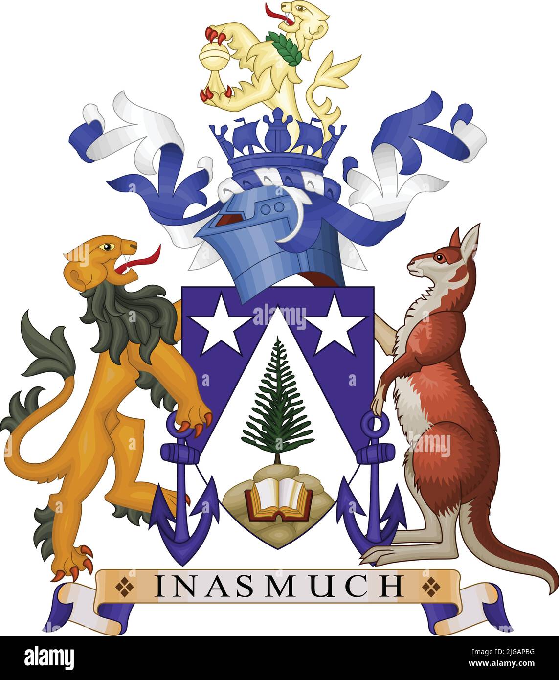 Escudo de armas de LA ISLA NORFOLK, AUSTRALIA Ilustración del Vector