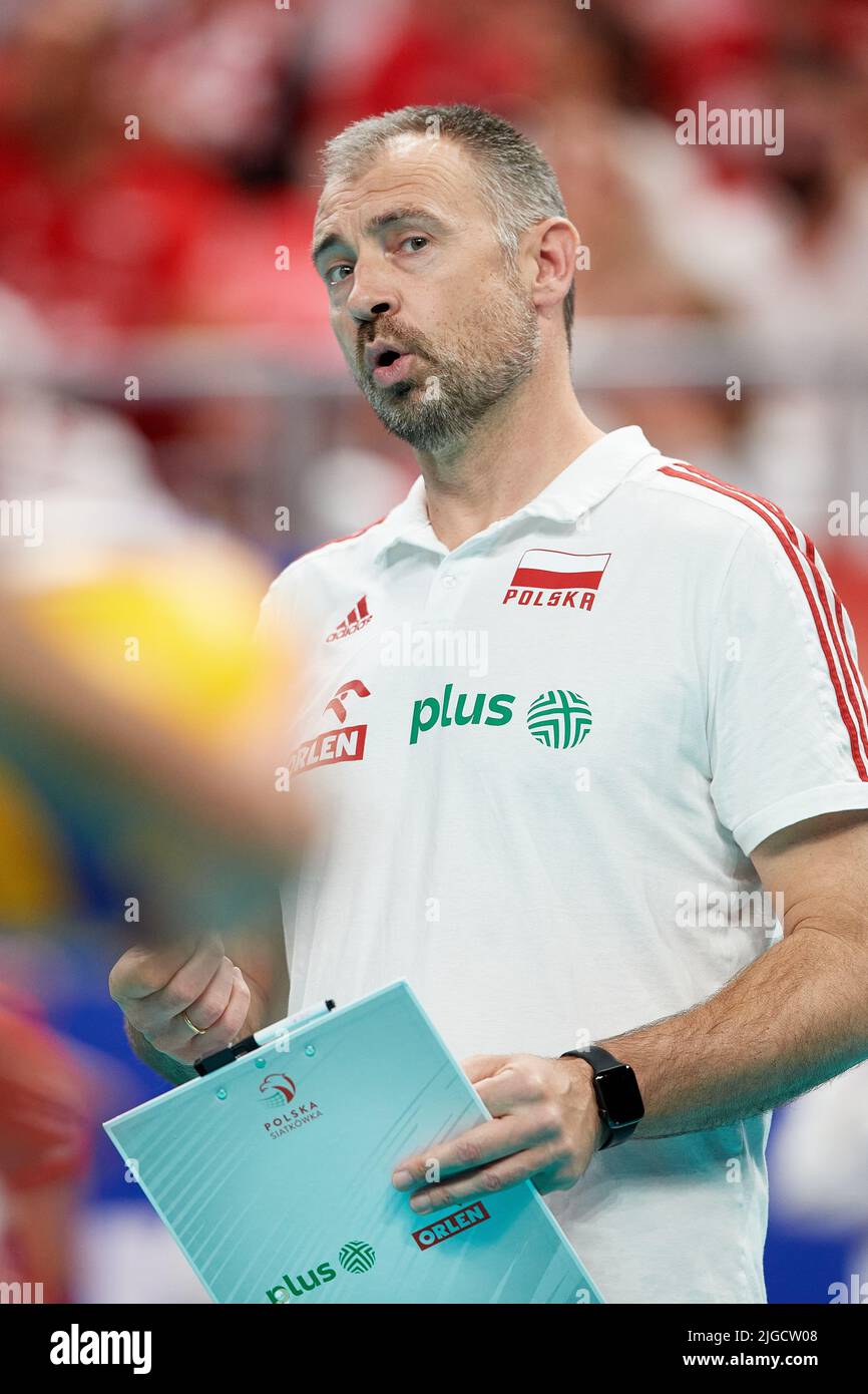 Nikola Grbic, entrenador principal de Polonia durante el partido masculino de la Liga de Naciones de Voleibol FIVB 2022 entre Polonia y los Países Bajos en Gdansk, Polonia, 09 de julio de 2022. Foto de stock