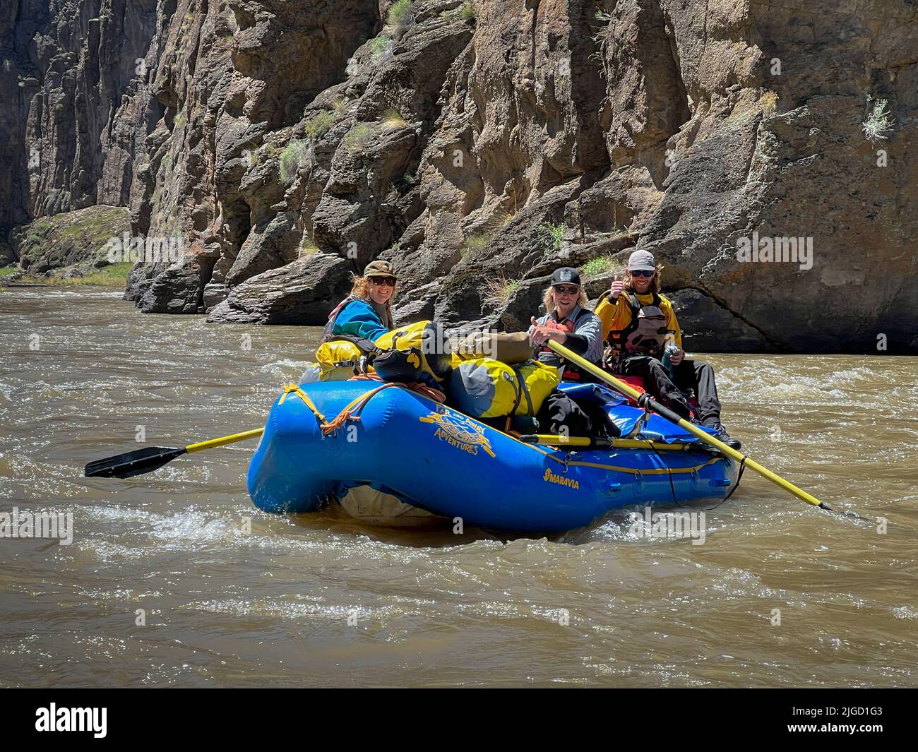 Guías de Far & Away Adventures en el río Bruneau en el sur de Idaho. Foto de stock