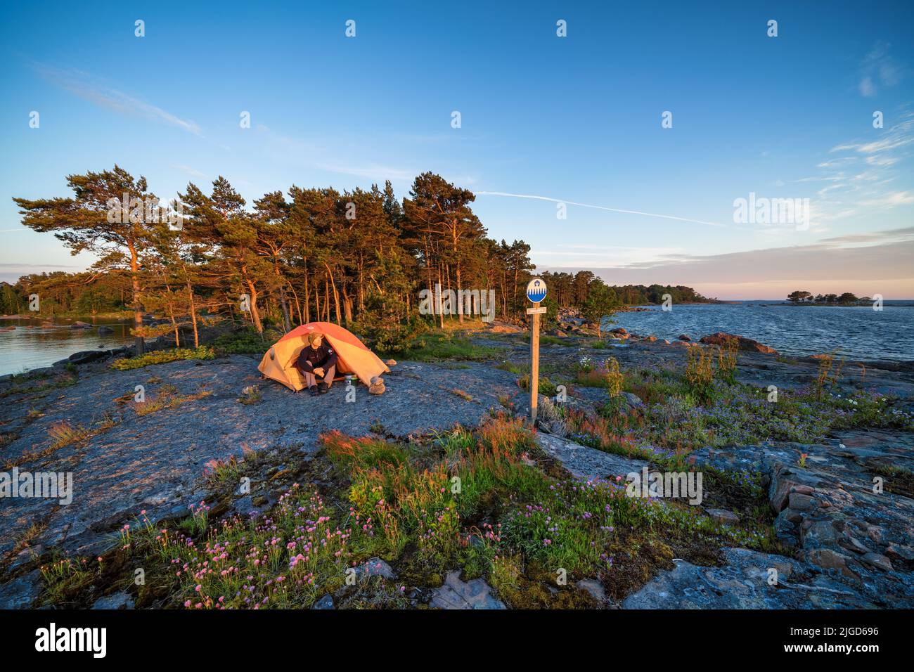 Camping en la isla Kilpisaari, Kotka, Finlandia Foto de stock