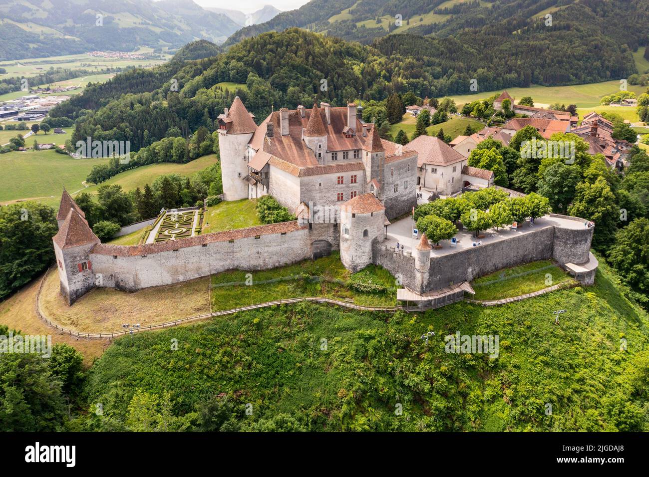 Castillo de Gruyères, Château de Gruyères, Gruyères, Suiza Foto de stock