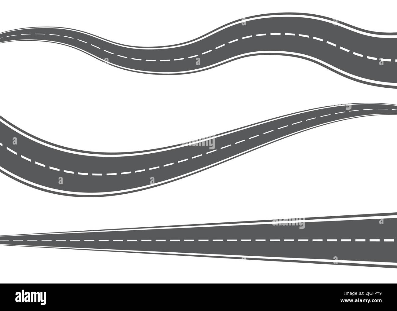 Carretera curva vectorial con marcas blancas. Ilustración vectorial Ilustración del Vector