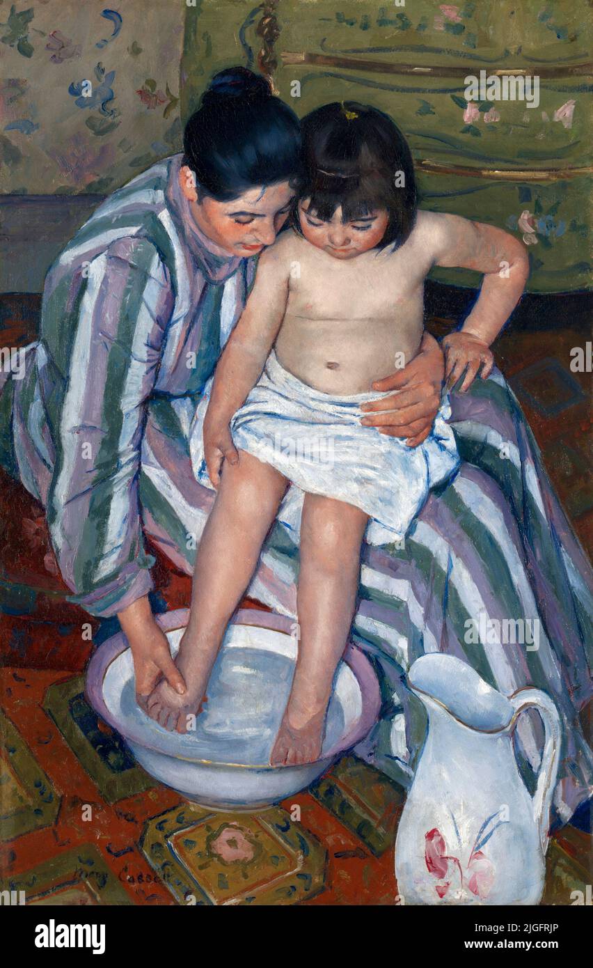 Mary Cassatt. El baño del niño. 1893. Francia. Óleo sobre lienzo en este  trabajo, Mary Cassatt abordó el tema de que ella es la más conocida de las  mujeres y los niños