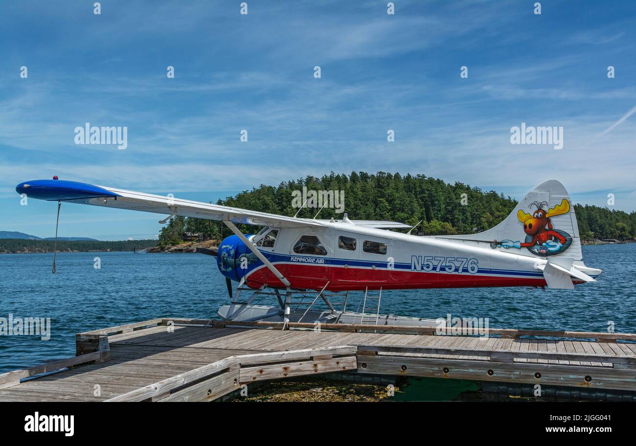 Washington, Isla de San Juan, Friday Harbor, de Havilland Canadá DHC-2 Beaver, avión flotante Foto de stock